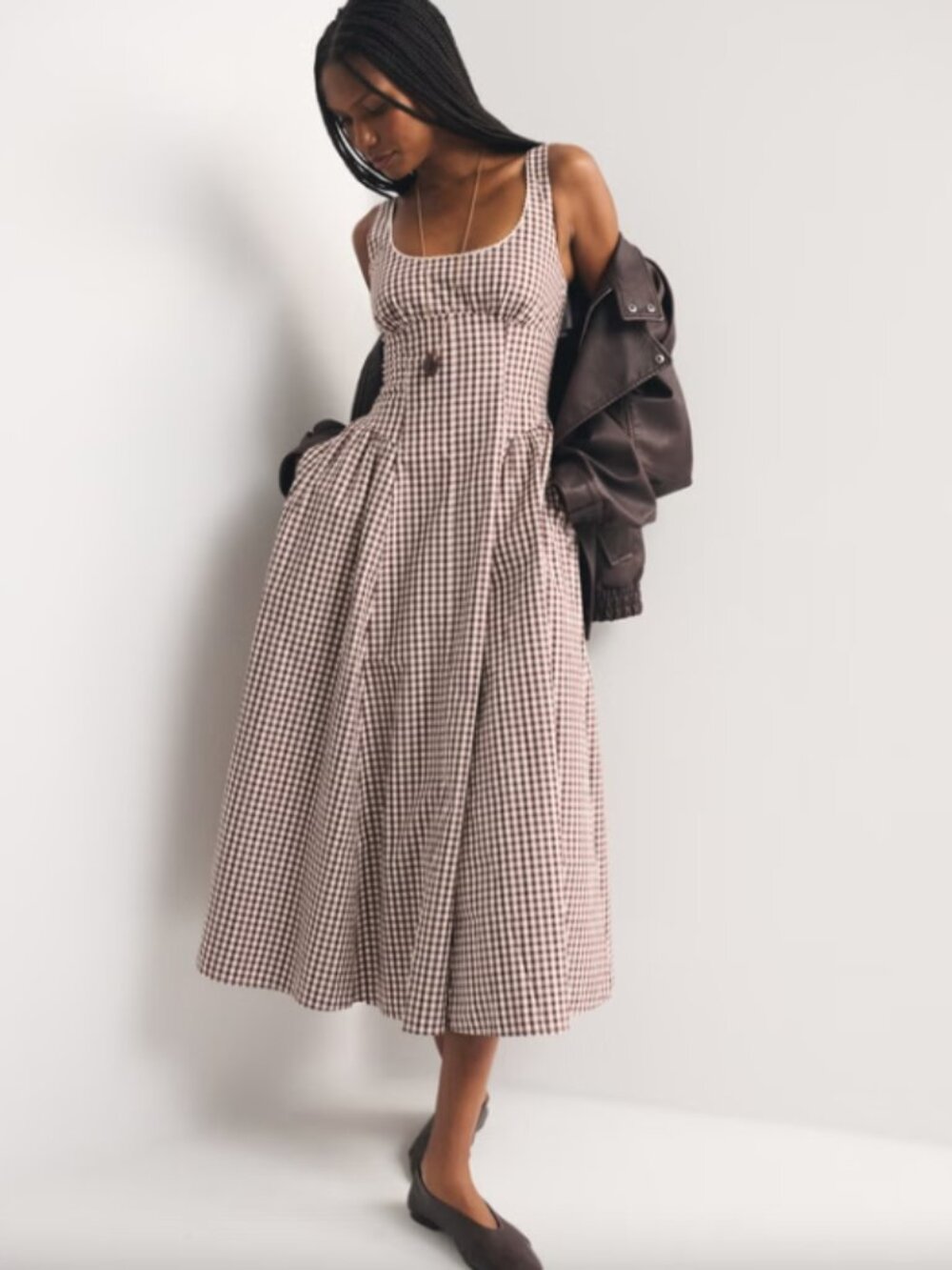NWT Abercrombie Dylan Bra-Free Dress, Gingham MP